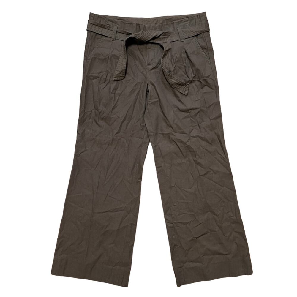 GAP 100% Cotton Wide Leg Pleat Front Ankle Pants in Brown SZ 6